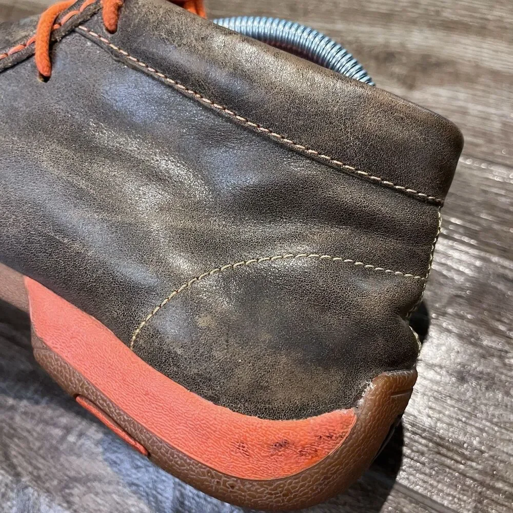 Twisted X Chukka Shoes Men's Size 9M Brown With Neon Orange MDM0019 Western Work